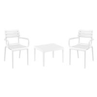 Paris Conversation Set with Sky 24" Side Table White S282109-WHI-