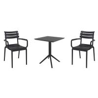 Paris Bistro Set with Sky 24" Square Folding Table Black S282114-BLA