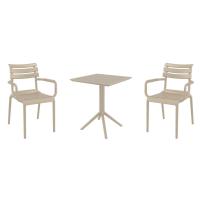 Paris Bistro Set with Sky 24" Square Folding Table Taupe S282114-DVR