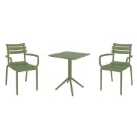 Paris Bistro Set with Sky 24" Square Folding Table Olive Green S282114-OLG