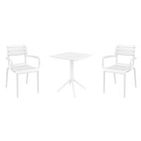 Paris Bistro Set with Sky 24" Square Folding Table White S282114-WHI-