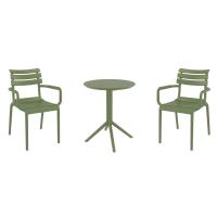 Paris Bistro Set with Sky 24" Round Folding Table Olive Green S282121-OLG