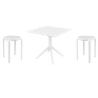 Tom Dining Set with Sky 31" Square Table White S286106-WHI-