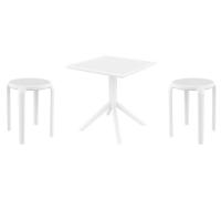 Tom Dining Set with Sky 27" Square Table White S286108-WHI-
