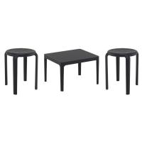 Tom Conversation Set with Sky 24" Side Table Black S286109-BLA