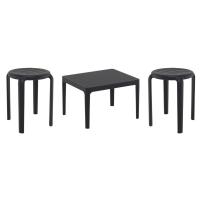 Tom Conversation Set with Sky 24" Side Table Black S286109-BLA