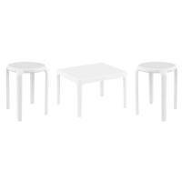 Tom Conversation Set with Sky 24" Side Table White S286109-WHI-