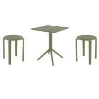 Tom Bistro Set with Sky 24" Square Folding Table Olive Green S286114-OLG-