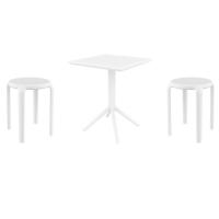 Tom Bistro Set with Sky 24" Square Folding Table White S286114-WHI