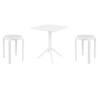 Tom Bistro Set with Sky 24" Square Folding Table White S286114-WHI