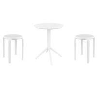 Tom Bistro Set with Sky 24" Round Folding Table White S286121-WHI-