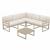 ISP134-DVR-CNA Mykonos Corner Sectional 5 Person Lounge Set White with Natural Cushion 0787790381334