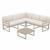 ISP134-DVR-CNA Mykonos Corner Sectional 5 Person Lounge Set White with Natural Cushion 0787790381334