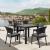 ISP8181S-DG Daytona Wickerlook Square Dining Set 5 Piece Dark Gray with Side Chairs 0019962019029