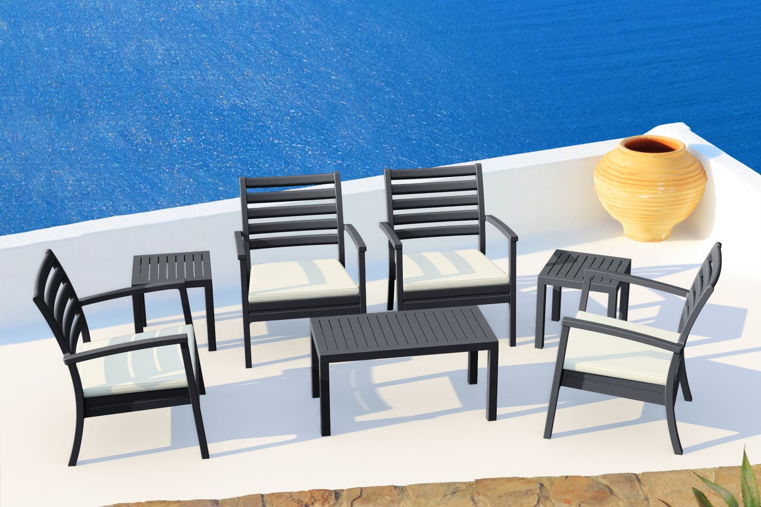 Artemis XL Club Seating set 7 Piece White - Charcoal ISP004S7-WHI-CCH - 2