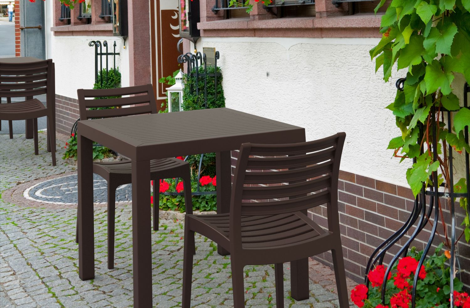 Ares Resin Outdoor Dining Chair Brown ISP009-BRW - 7