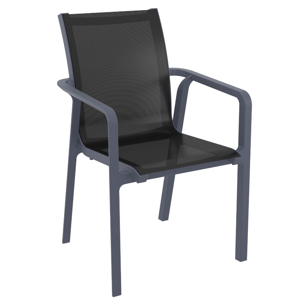 Pacific Sling Arm Chair Dark Gray Frame Black Sling ISP023-DGR-BLA