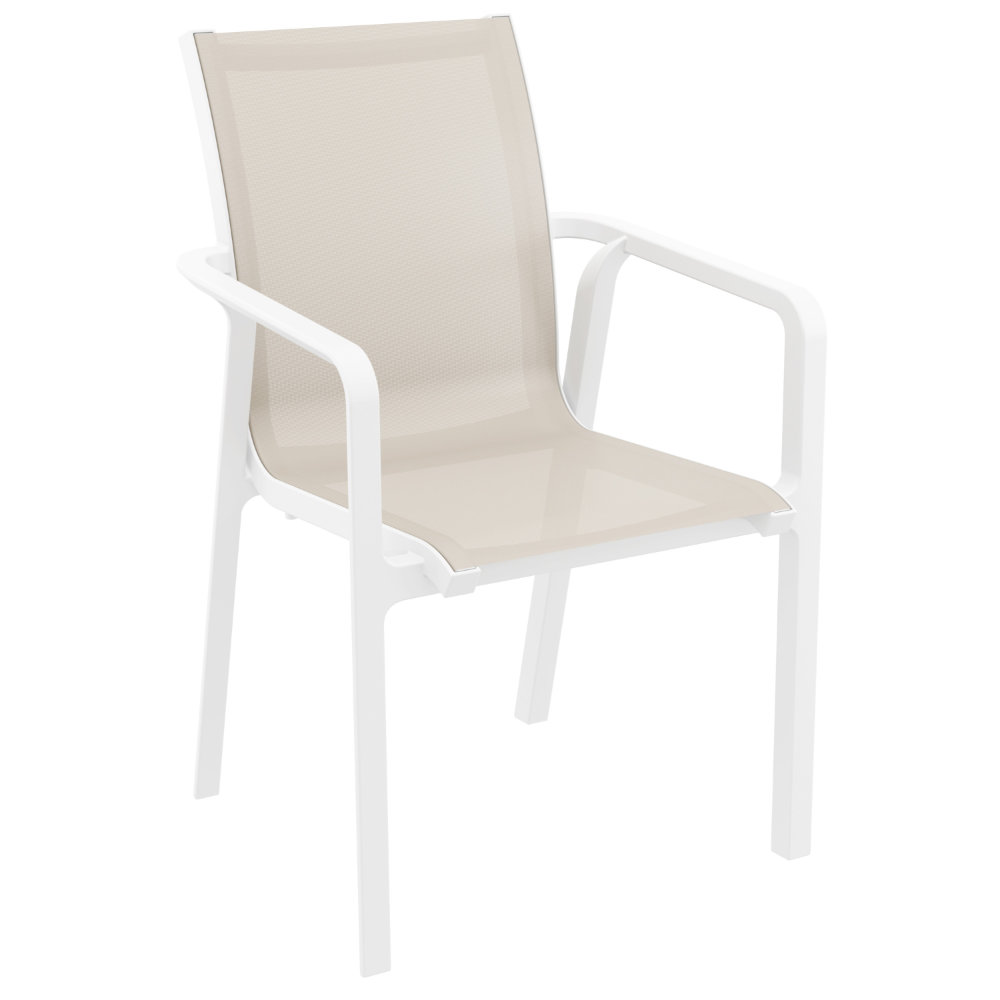Pacific Sling Arm Chair White Frame Taupe Sling ISP023-WHI-DVR