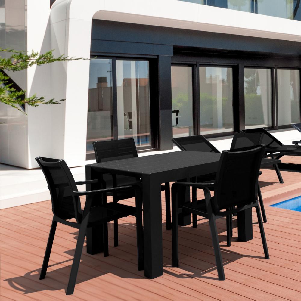 Pacific 5 Piece Dining set with Extension Table and Sling Arm Chairs Black Frame Black Sling ISP0231S-BLA-BLA