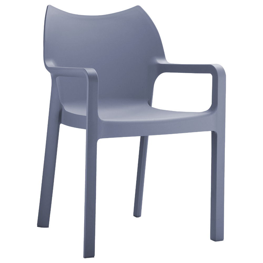 Diva Resin Outdoor Dining Arm Chair Dark Gray ISP028-DGR