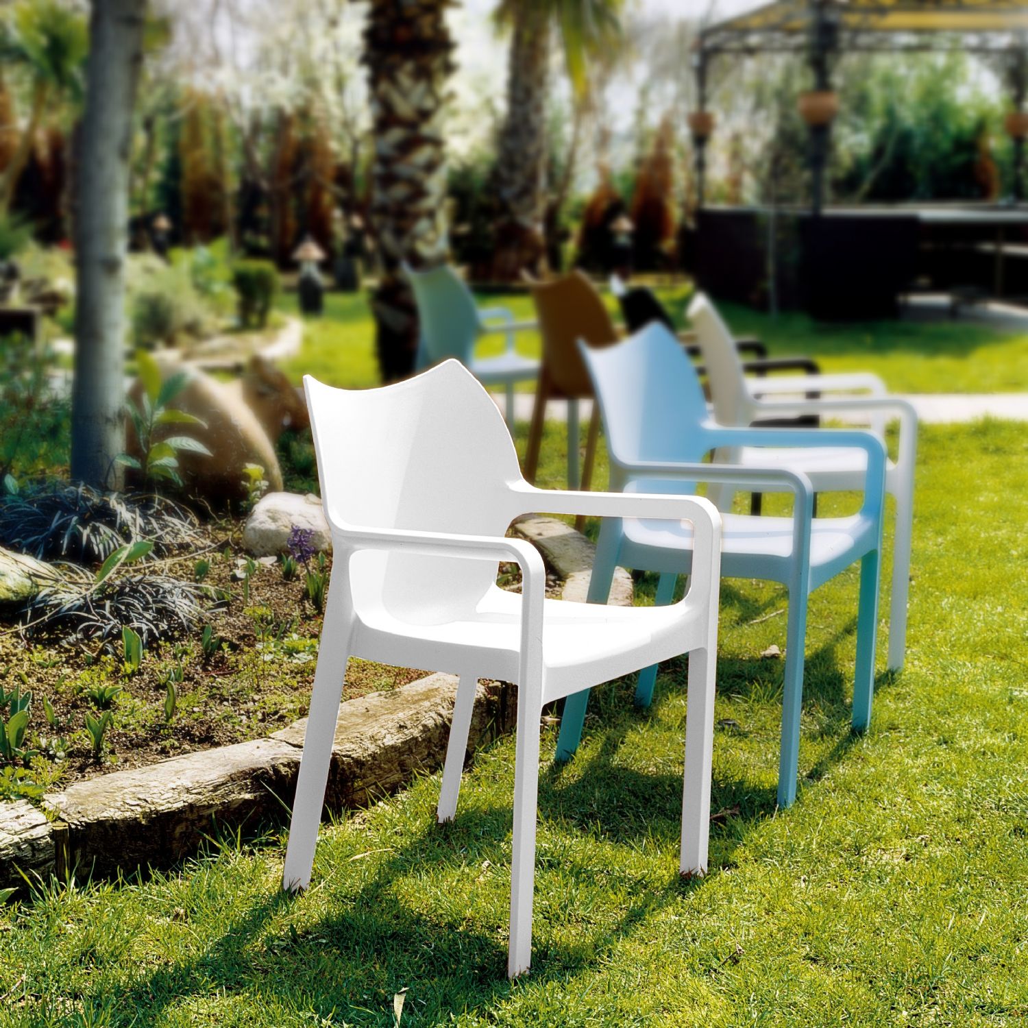 Diva Resin Outdoor Dining Arm Chair White ISP028-WHI - 13