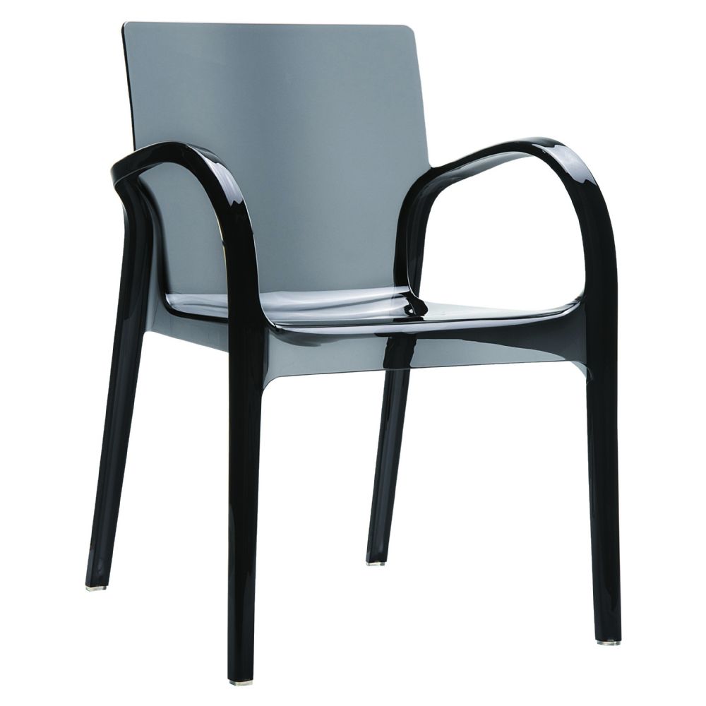 Dejavu Polycarbonate Arm Chair Transparent Black ISP032-TBLA