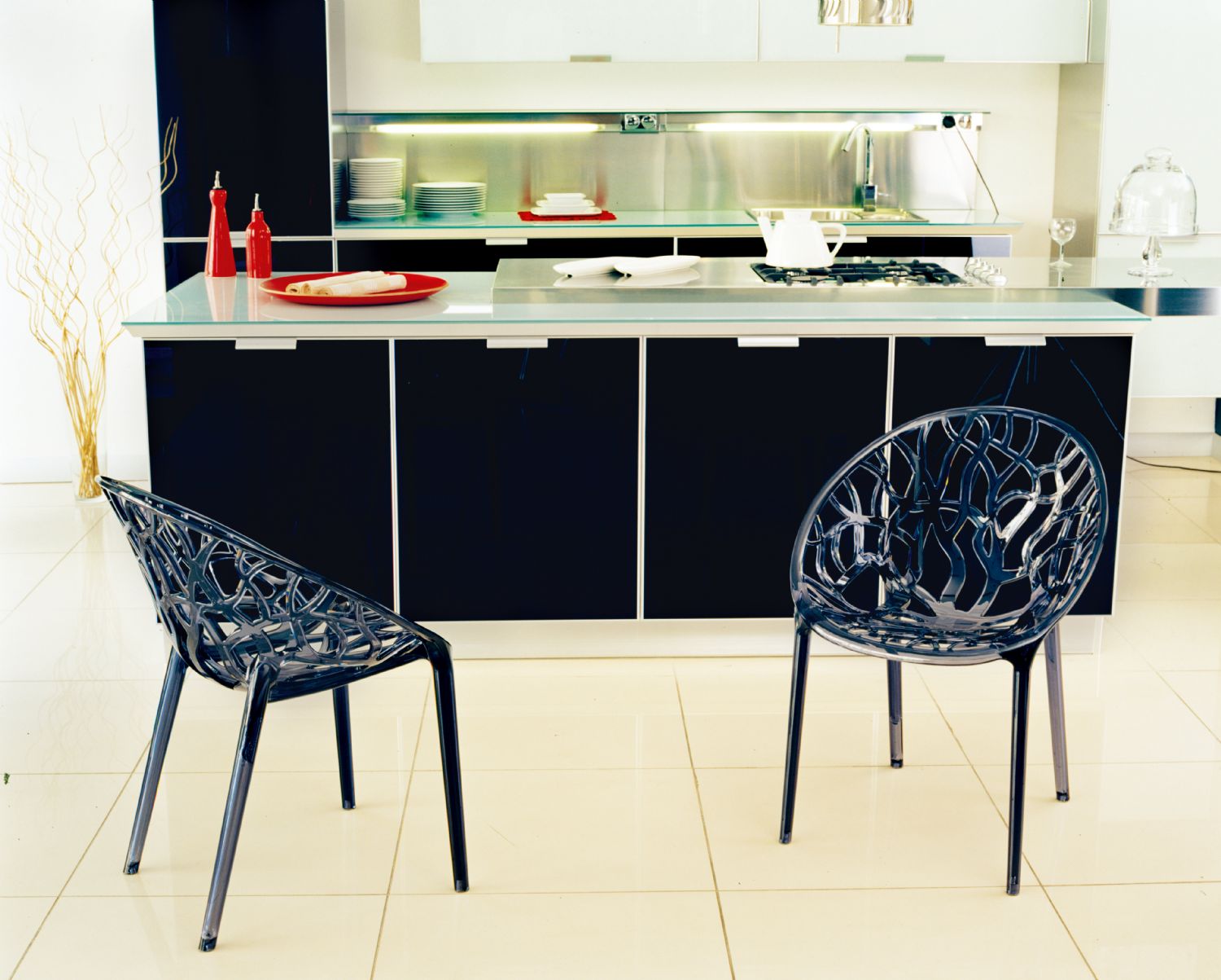 Crystal Polycarbonate Modern Dining Chair Transparent Black ISP052-TBLA - 11