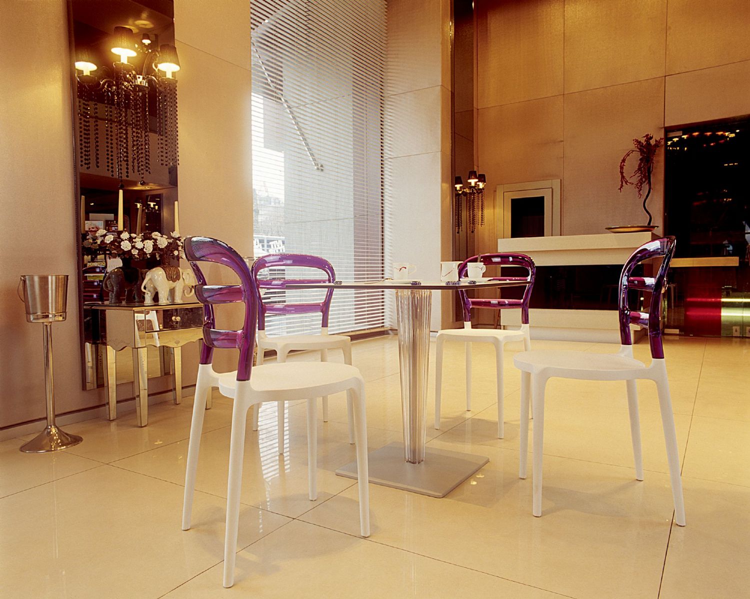 Miss Bibi Dining Chair White Violet ISP055-WHI-TVIO - 9