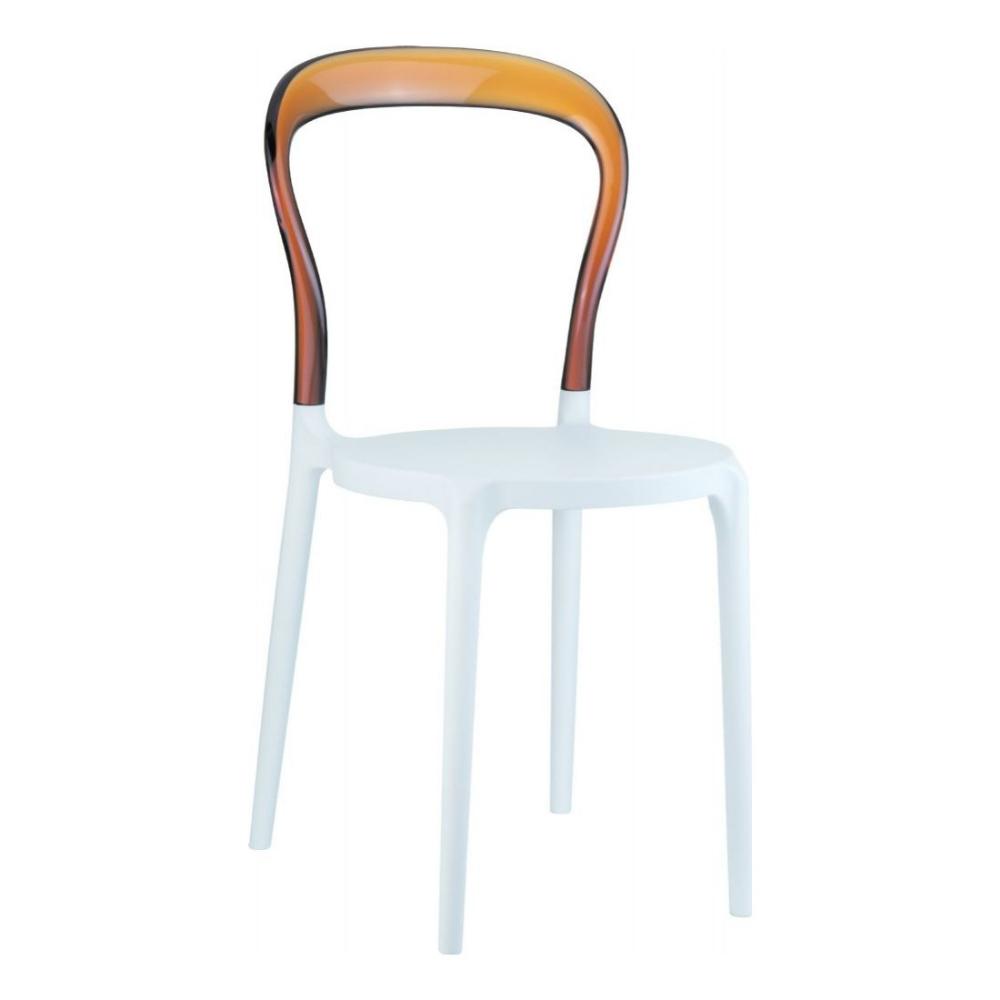 Mr Bobo Chair White with Transparent Amber Back ISP056-WHI-TAMB