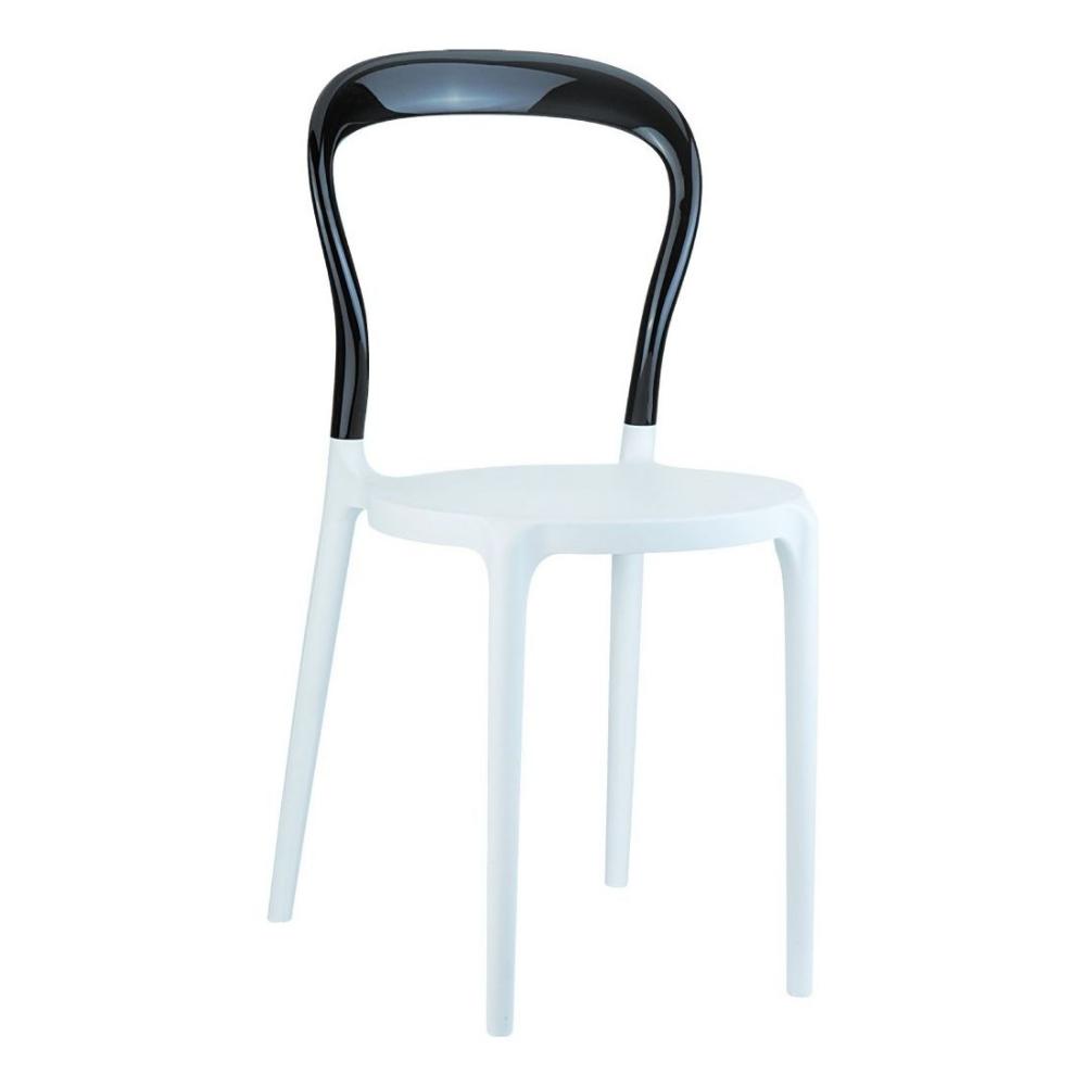 Mr Bobo Chair White with Transparent Black Back ISP056-WHI-TBLA