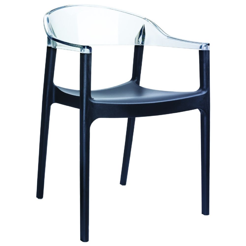 Carmen Dining Armchair Black with Transparent Back ISP059-BLA-TCL