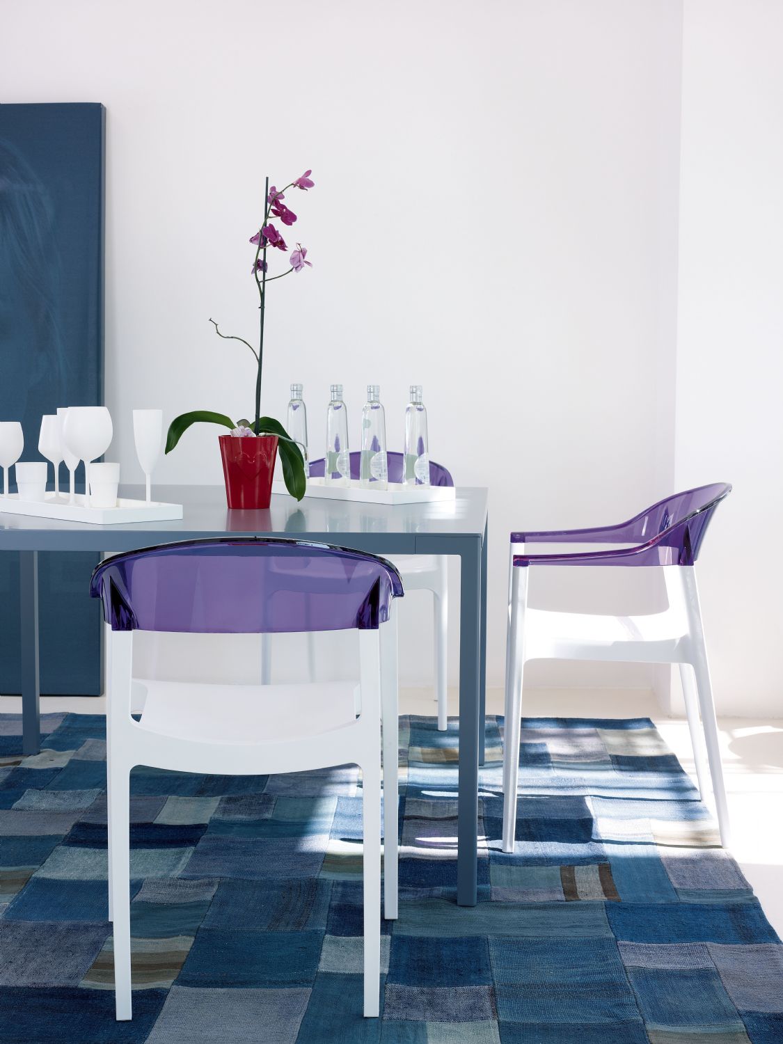 Carmen Dining Armchair White with Transparent Violet Back ISP059-WHI-TVIO - 7
