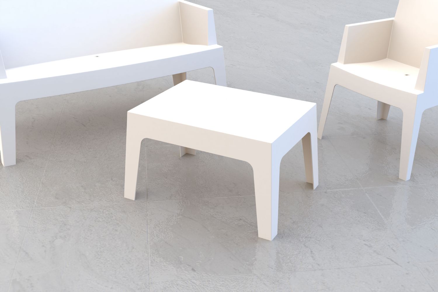 Box Resin Outdoor Coffee Table White ISP064-WHI - 4