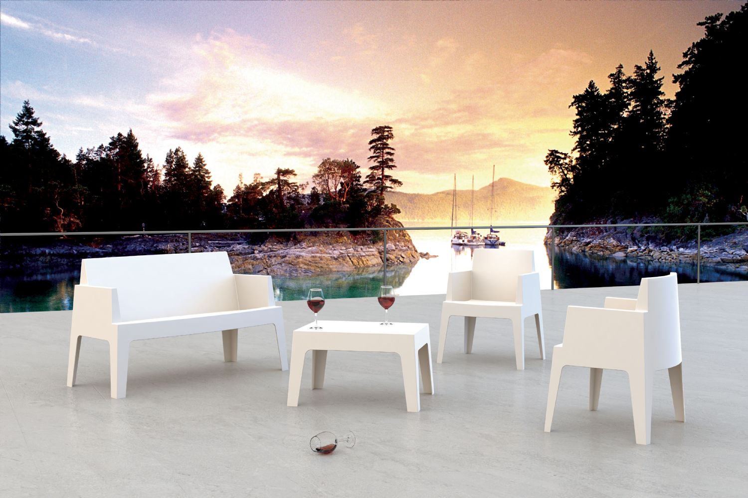 Box Resin Outdoor Coffee Table White ISP064-WHI - 5