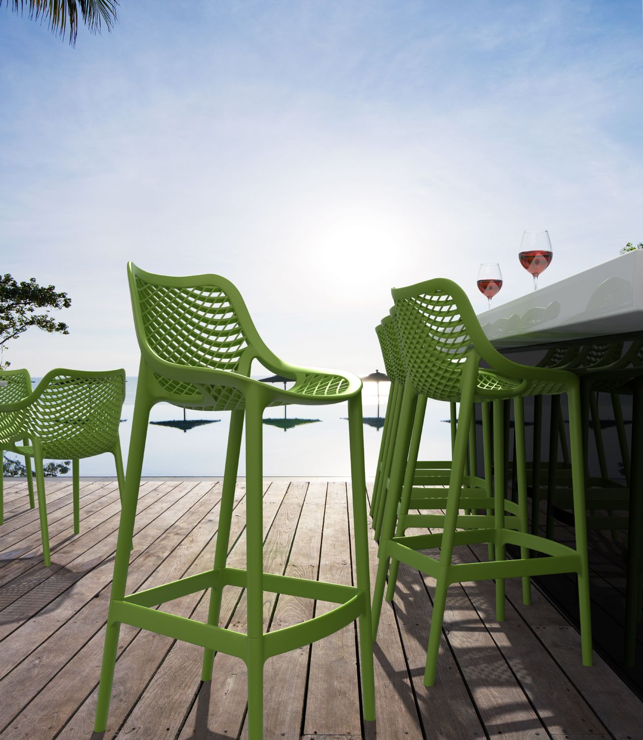 Air Resin Outdoor Bar Chair Tropical Green ISP068-TRG - 6