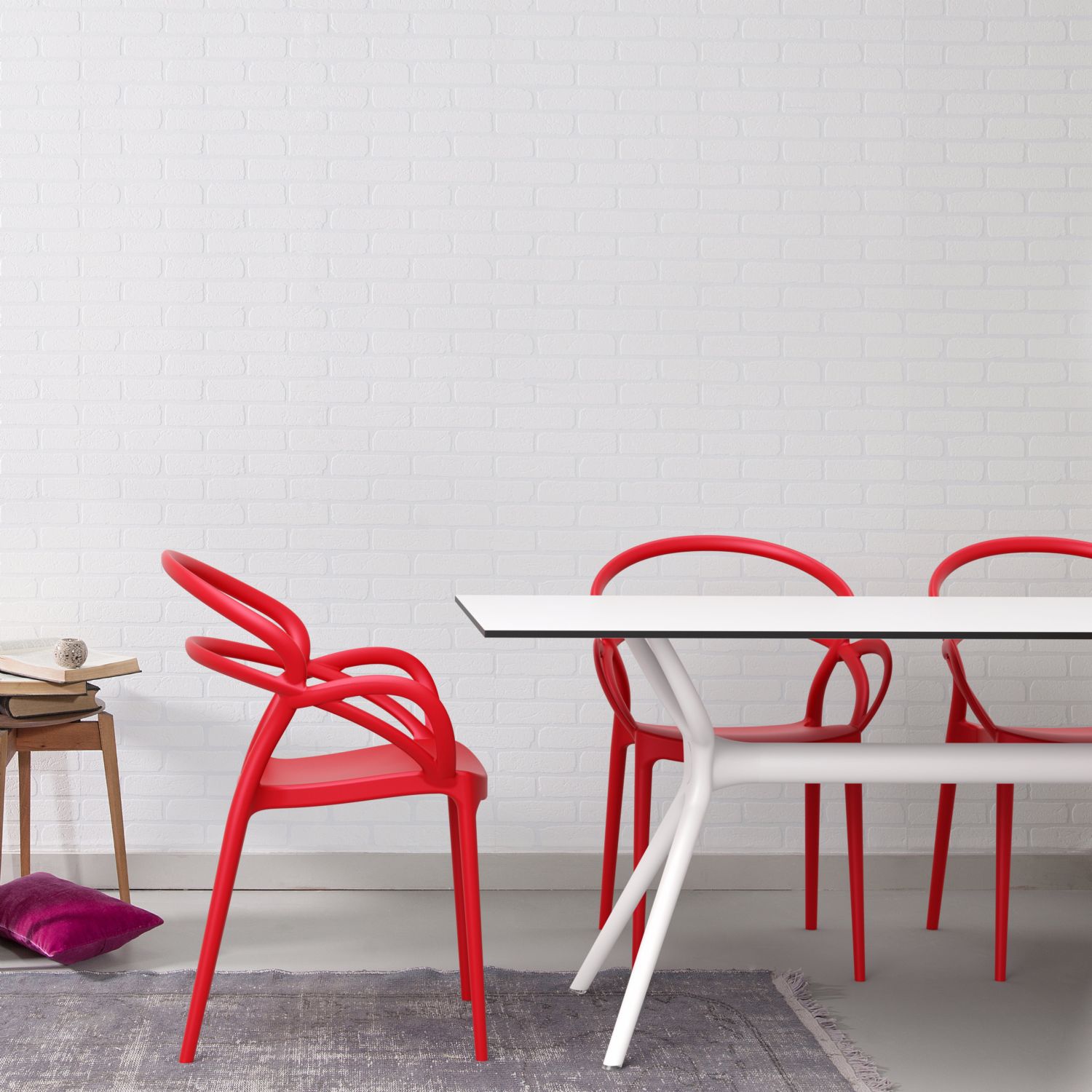 Mila Dining Arm Chair Red ISP085-RED - 8