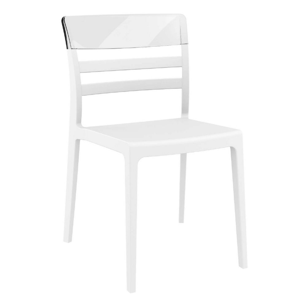 Moon Dining Chair White with Transparent Clear ISP090-WHI-TCL