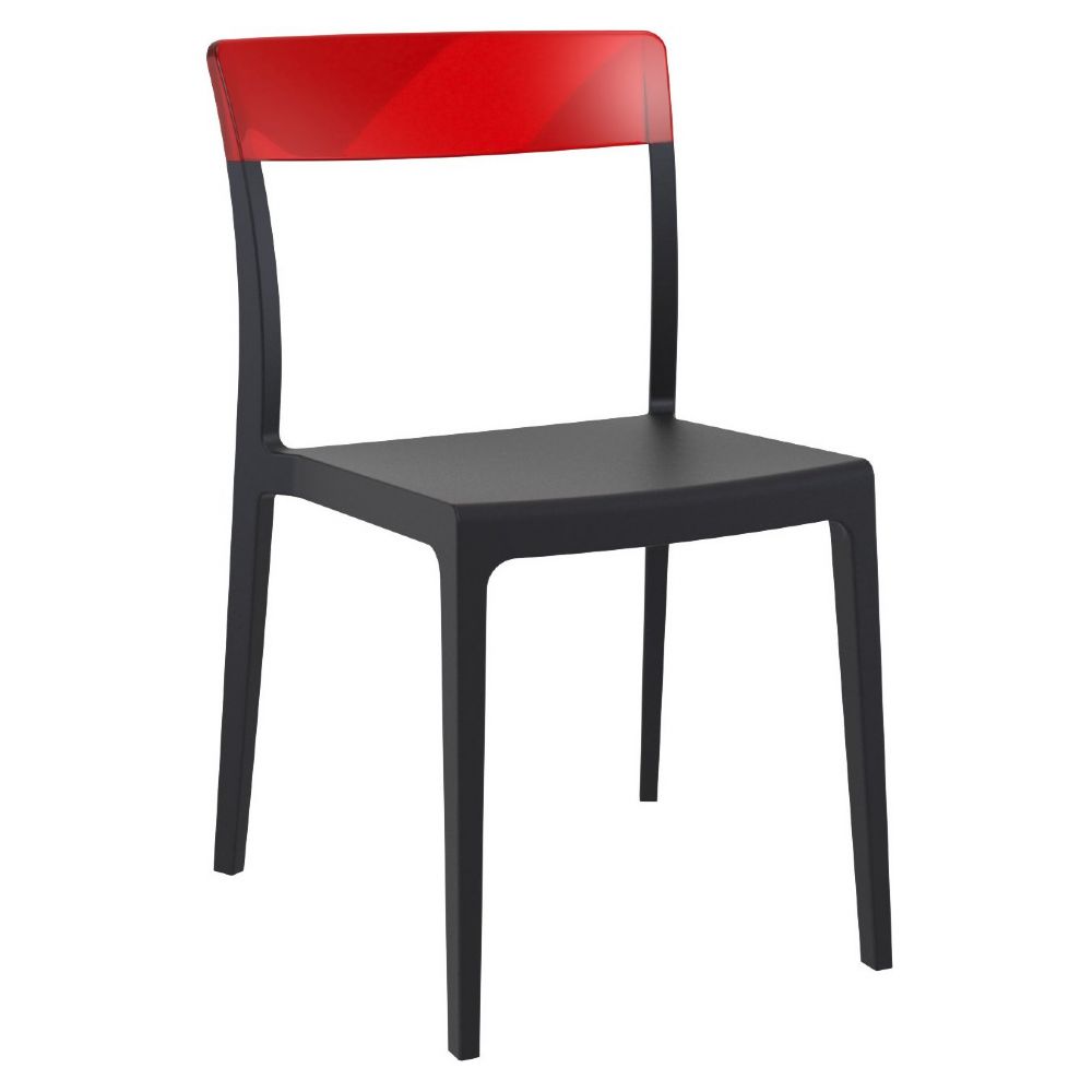 Flash Dining Chair Black with Transparent Red ISP091-BLA-TRED