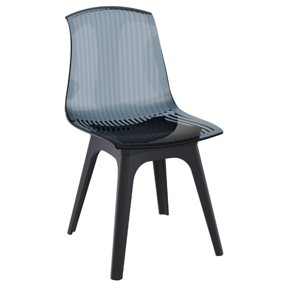Allegra PP Dining Chair Black with Transparent Black Seat ISP096-BLA-TBLA