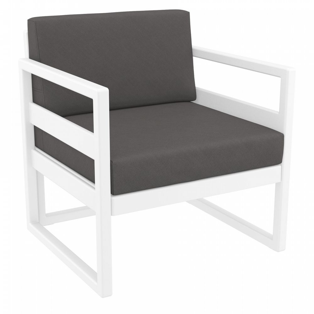 Mykonos Club Chair White with Charcoal Cushion ISP131-WHI-CCH