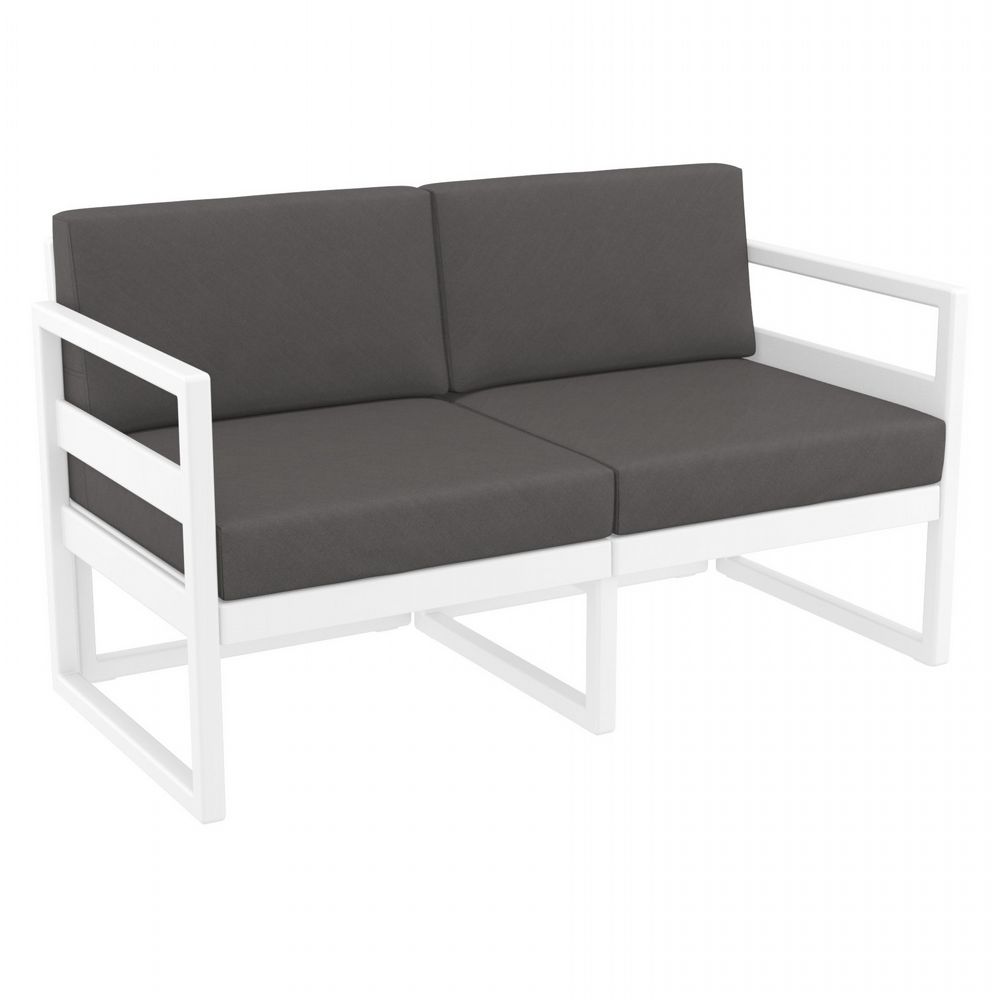 Mykonos Loveseat White with Charcoal Cushion ISP1312-WHI-CCH