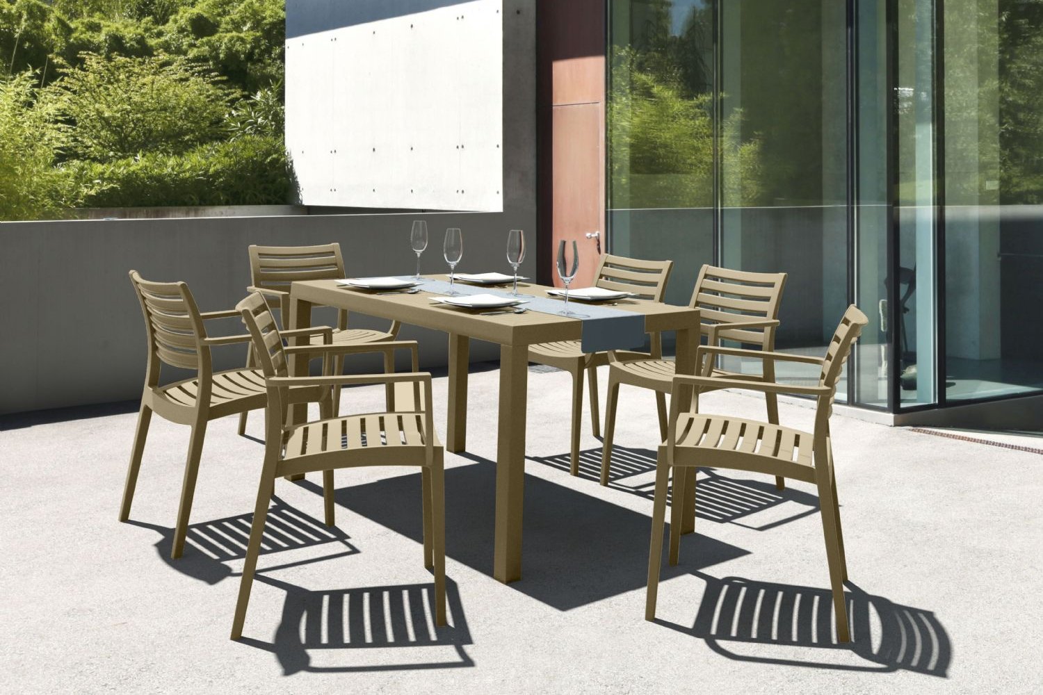 Artemis Resin Rectangle Outdoor Dining Set 7 Piece with Arm Chairs Dark Gray ISP1862S-DGR - 6