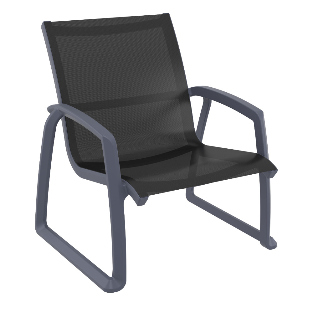 Pacific Club Arm Chair Dark Gray Frame - Black Sling ISP232-DGR-BLA