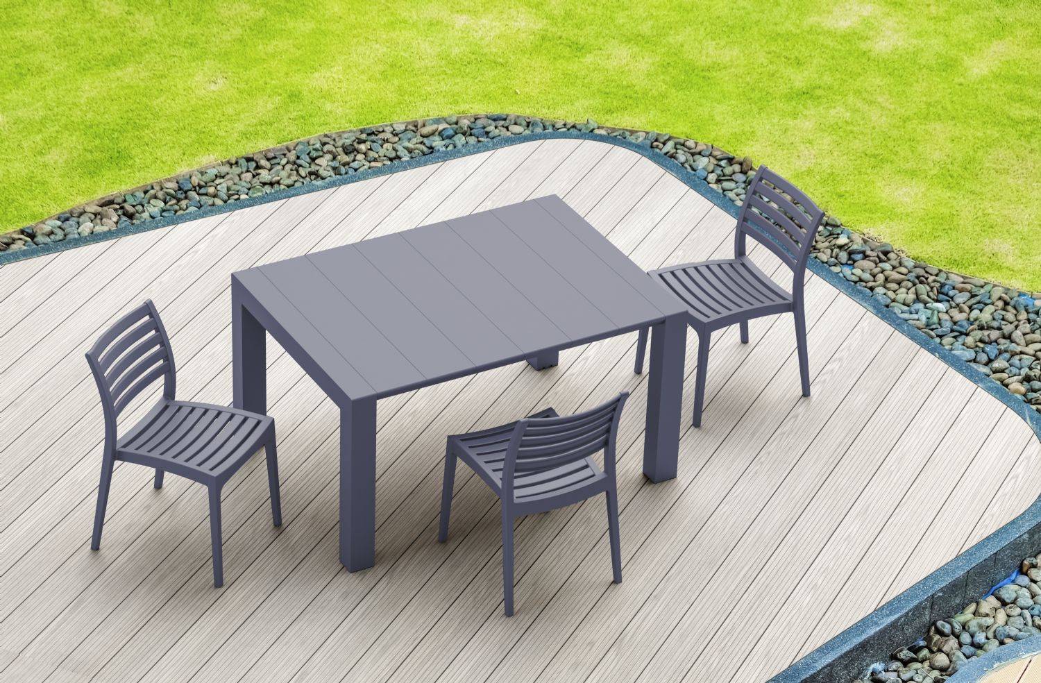 Vegas Patio Dining Table Extendable from 39 to 55 inch Dark Gray ISP772-DGR - 11