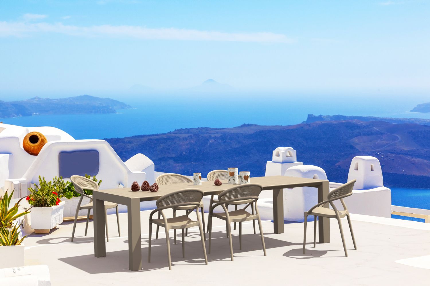 Vegas Outdoor Dining Table Extendable from 102 to 118 inch White ISP776-WH - 8
