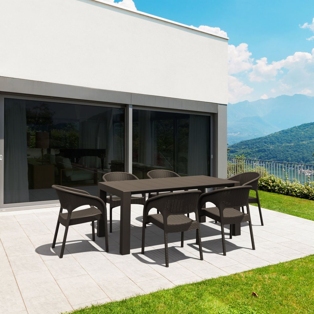 Panama Extendable Patio Dining Set 7 piece Brown ISP8082S-BR
