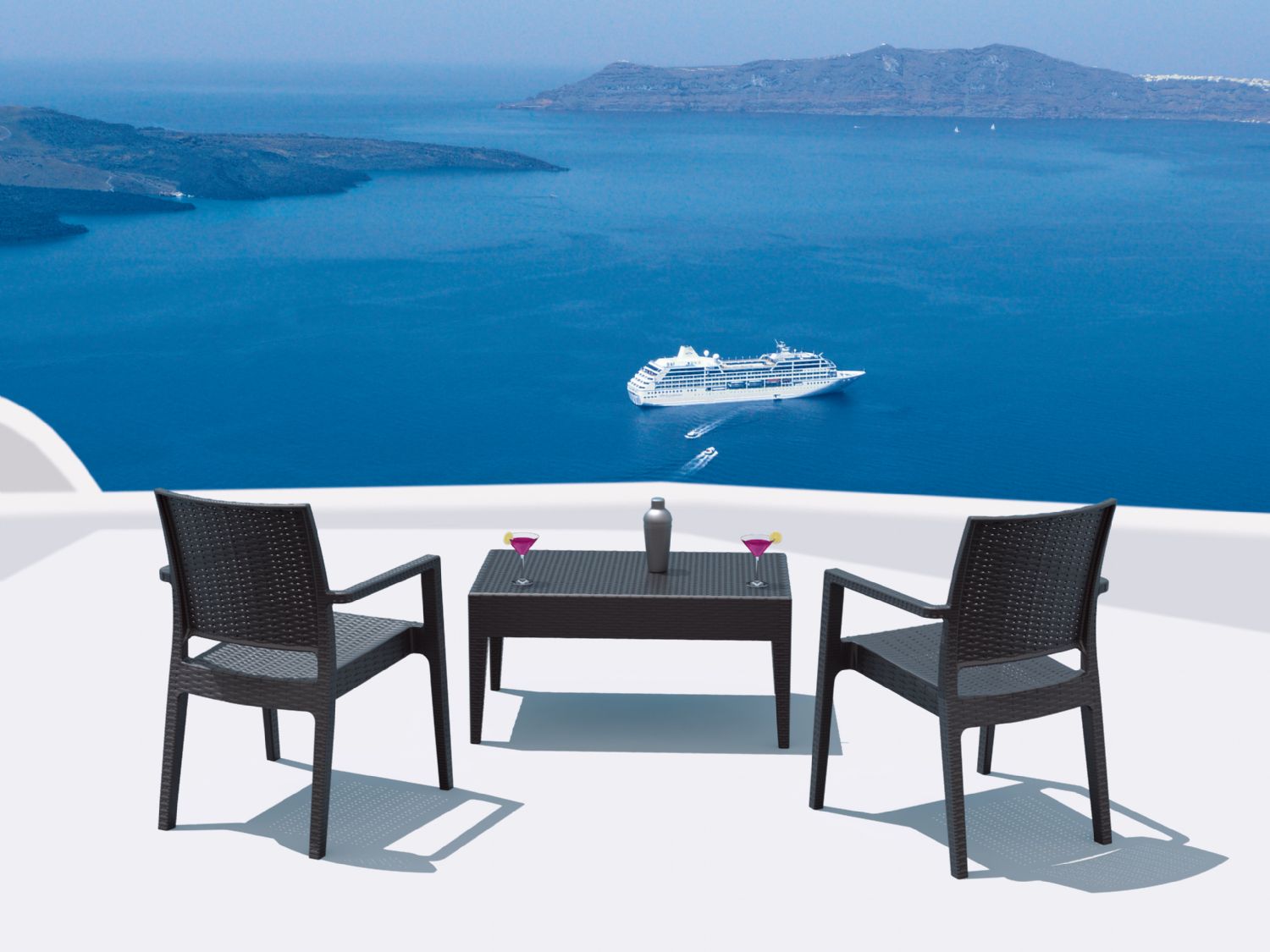 Ibiza Resin Wickerlook Dining Arm Chair Rattan Gray ISP810-DG - 17