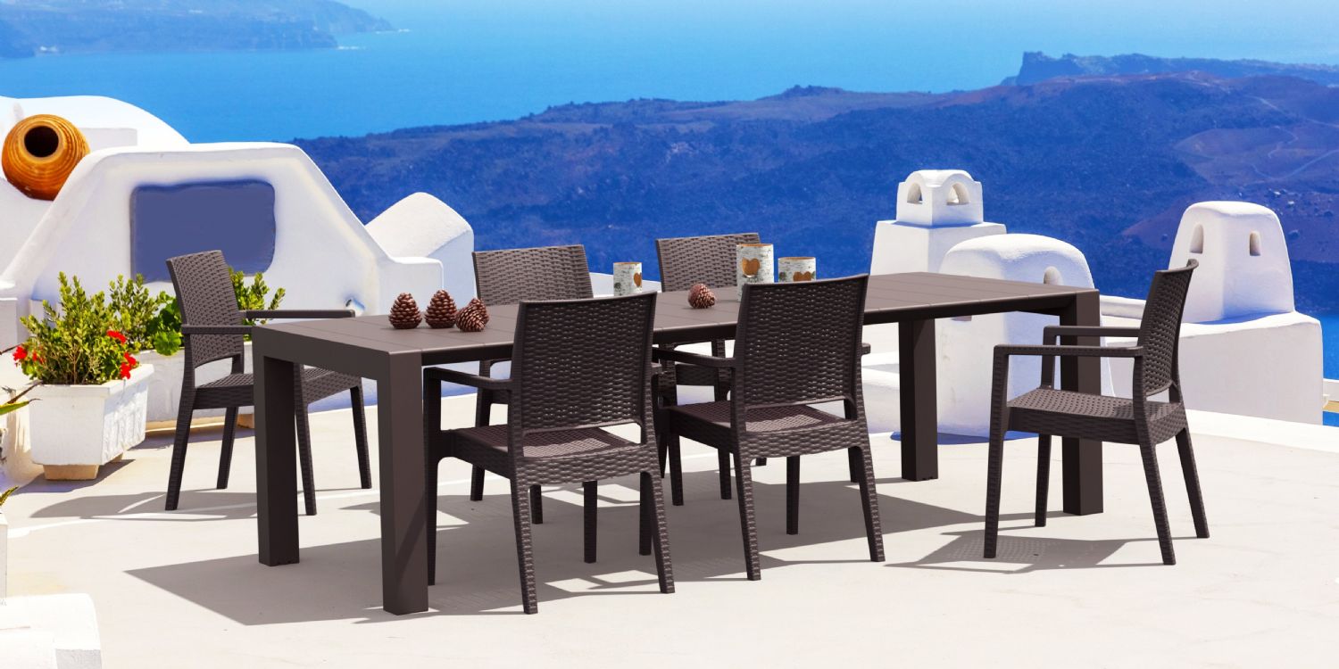Ibiza Extendable Wickerlook Dining Set 7 piece Rattan Gray ISP8101S-DG - 1