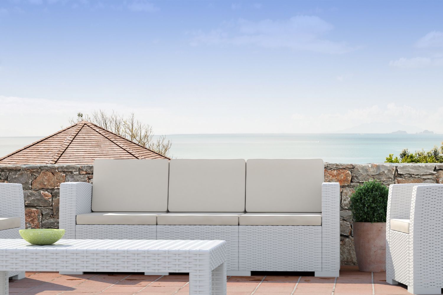 Monaco Wickerlook 4 Piece XL Sofa Deep Seating Set Rattan Gray with Cushion ISP836-DG - 7