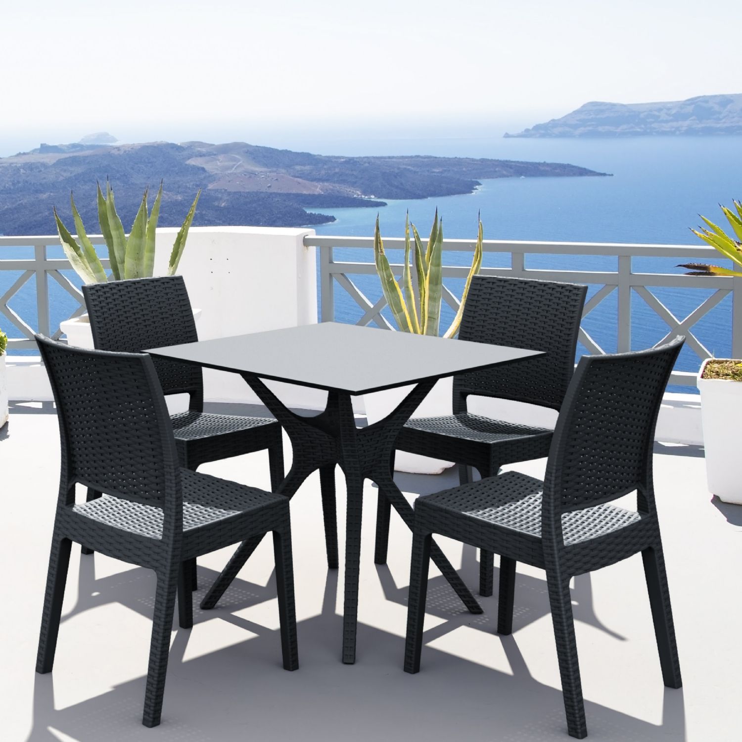 Ibiza Square Dining Table 31 inch Rattan Gray ISP863-DG - 5